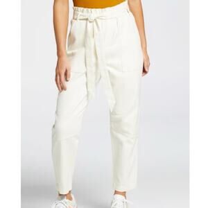 Calia Journey Collection High Rise Pant Size M Ivory Cotton Twill Tie Waist NEW